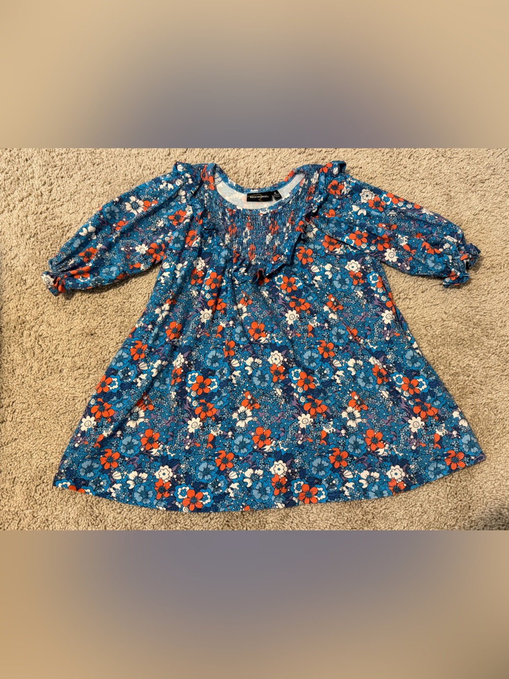Rock Your Kid Floral Dress Red White Blue Girls Size 4 Summer Patriotic
